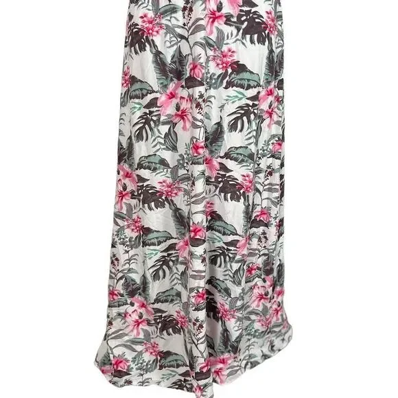 Sim & Sam Womens Pink/Gray/Green Tropical Smocked Lined V-Neck Maxi Dres… - Picture 5 of 14